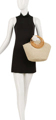 Bamboo handle basket bag