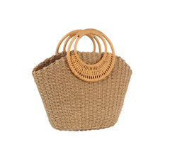Bamboo handle basket bag