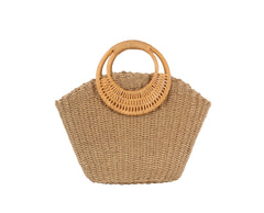 Bamboo handle basket bag