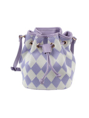 Argyle pattern crossbody bucket bag