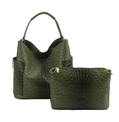 Women Crocodile Pattern Top Handle Satchel Bag