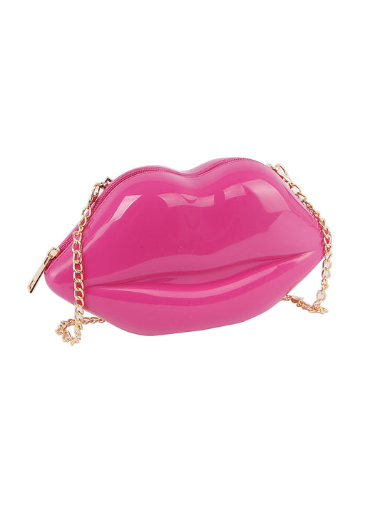 Patent Kissable Lips Shoulder Bag