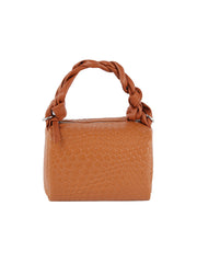 Braided handle leather bag