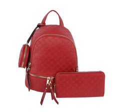 3 IN 1 HEART EMBOSSED COMPATIBLE BACKPACK