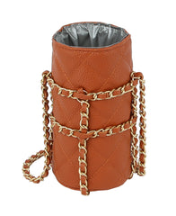 FASHION CYLINDER DIAMOND BRAIDED CROSSBODY BAG