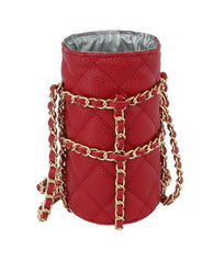 FASHION CYLINDER DIAMOND BRAIDED CROSSBODY BAG