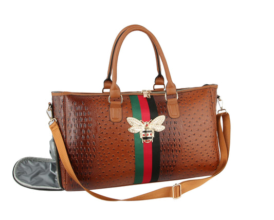 Travel Duffel Bag for Women Vintage Crocodile Pattern