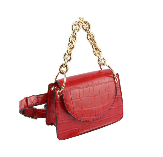 Satchel with Stylish Chain Purse