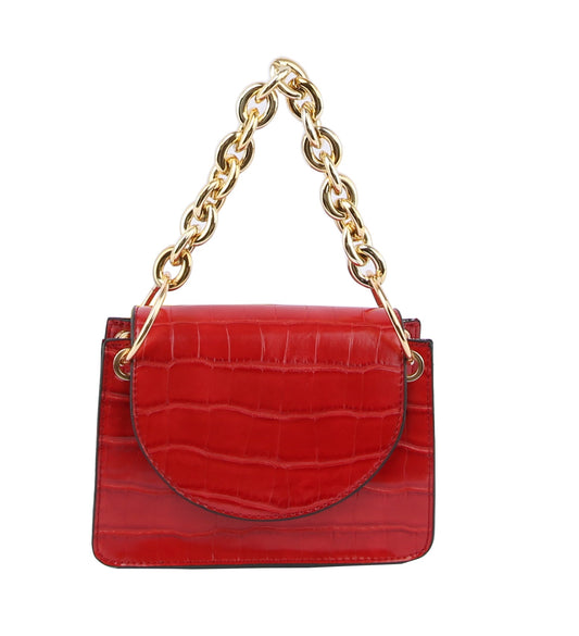 Satchel with Stylish Chain Purse