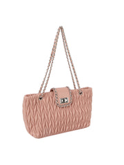 Embossed Leather Convertible Chain Shoulder Bag