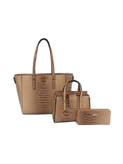 3 in 1 crocodile leather bag, satchel and purse set