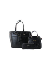 3 in 1 crocodile leather bag, crossbody and purse set