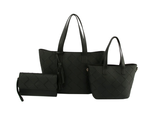3 in 1 Large Leather Tote Bag Luggage Handbag