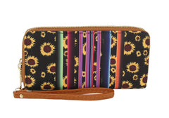 MULTI COLORED ZIG ZAG SUNFLOWER PRINT WALLET