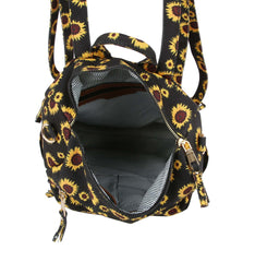 Sunflower Printed Backpack Travel Bag with Guitar Strap