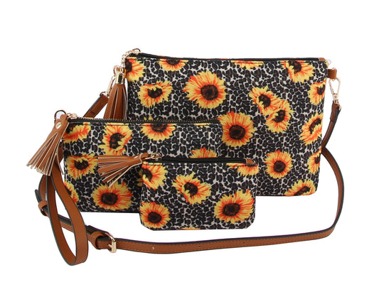 Shoulder Handbag Sunflower Print Bag Set