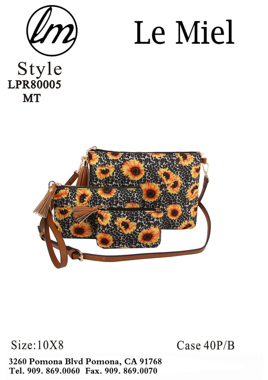 Shoulder Handbag Sunflower Print Bag Set