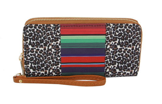 MULTI COLOR STRIPES - CHEETAH ZIP AROUND WALLET