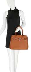 Women Fashion Satchel Lock Handbag Shoulder Purse