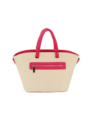 Vacation straw tote bag with braided handle