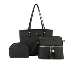 3 IN 1 DIAMOND EMBOSSED TOTE