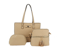 3 IN 1 DIAMOND EMBOSSED TOTE