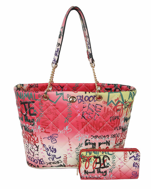 Women Graffiti Tote Shoulder Handbag Satchel