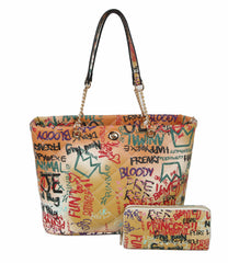 Women Graffiti Tote Shoulder Handbag Satchel