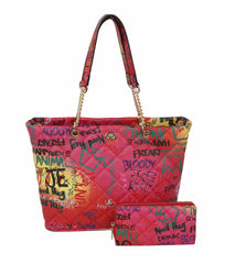 Women Graffiti Tote Shoulder Handbag Satchel