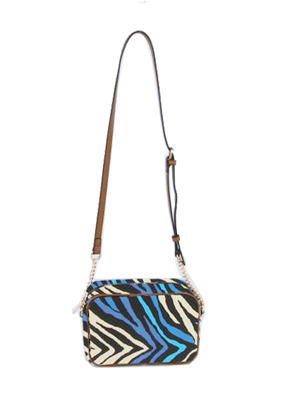 FASHION MULTICOLORED ZEBRA STRIP CROSSBODY BAG