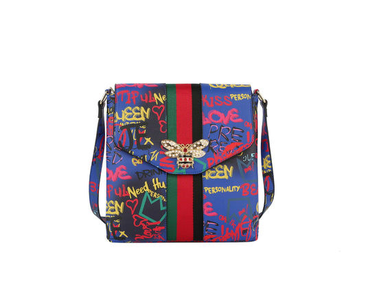 Fashion Graffiti Bee stripe Crossbody Messenger bag