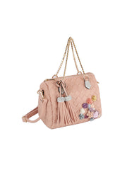 Raised Floral Woven Shoulder Bag