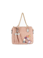 Raised Floral Woven Shoulder Bag