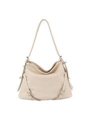 Buckle detail soft leather hobo bag