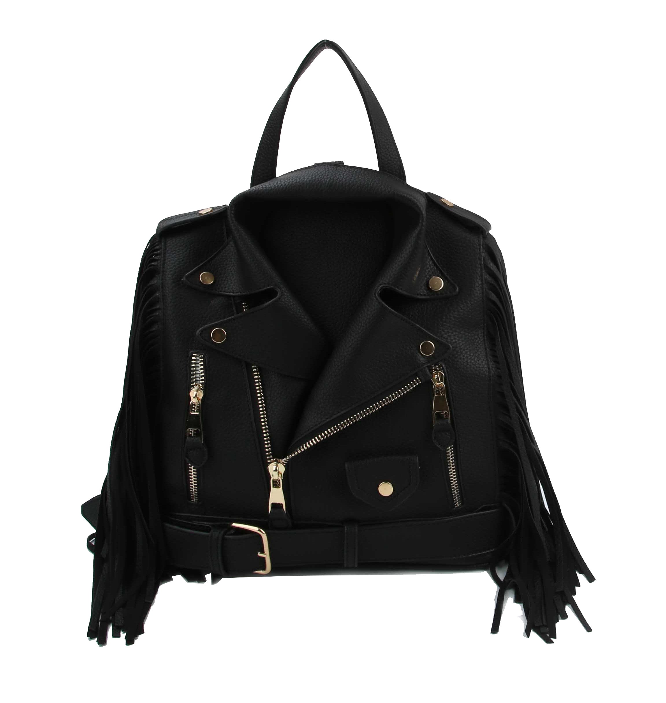 black leather fringe backpack Fringe Motorcycle Jacket Backpack – Handbag Factory