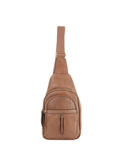 Front pocket leather sling bag