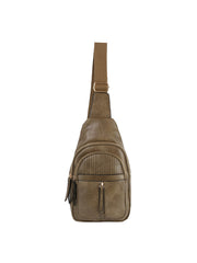 Front pocket leather sling bag