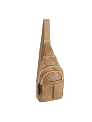 Front pocket leather sling bag