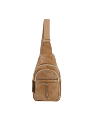 Front pocket leather sling bag