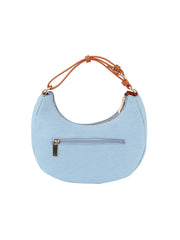 Silver stone studded denim hobo crossbody