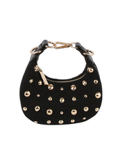 Petite gold stone studded denim crossbody