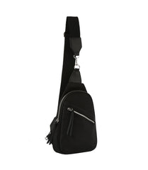 Diagnal zip front sling backpack