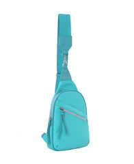 Diagnal zip front sling backpack