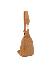 Diagnal zip front pocket sling backpack