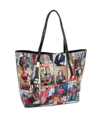 Glossy Magazine Cover Tote Handbag Crossbody Bag