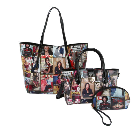 Glossy Magazine Cover Tote Handbag Crossbody Bag