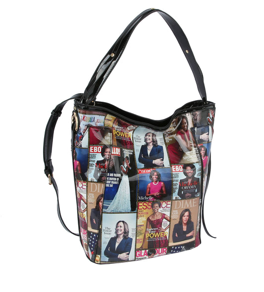 Glossy Magazine Cover Hobo Crossbody Purse Bag