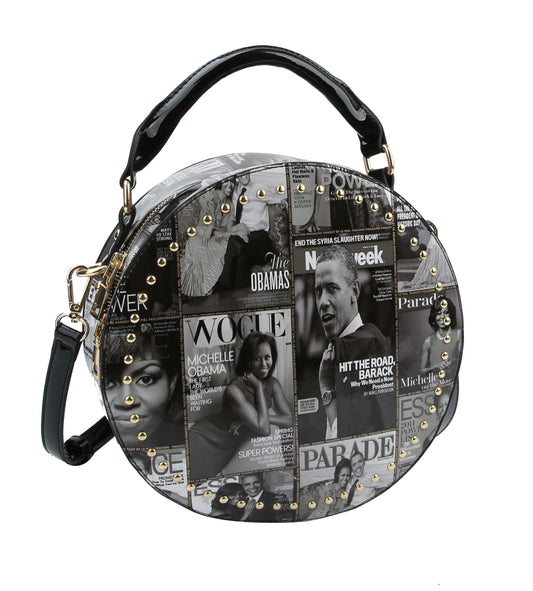 Glossy Magazine Satchel Purse Dome Hobo Crossbody  Bag