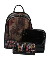 Glossy Magazine Backpack Travel Bag Wallet Handbag