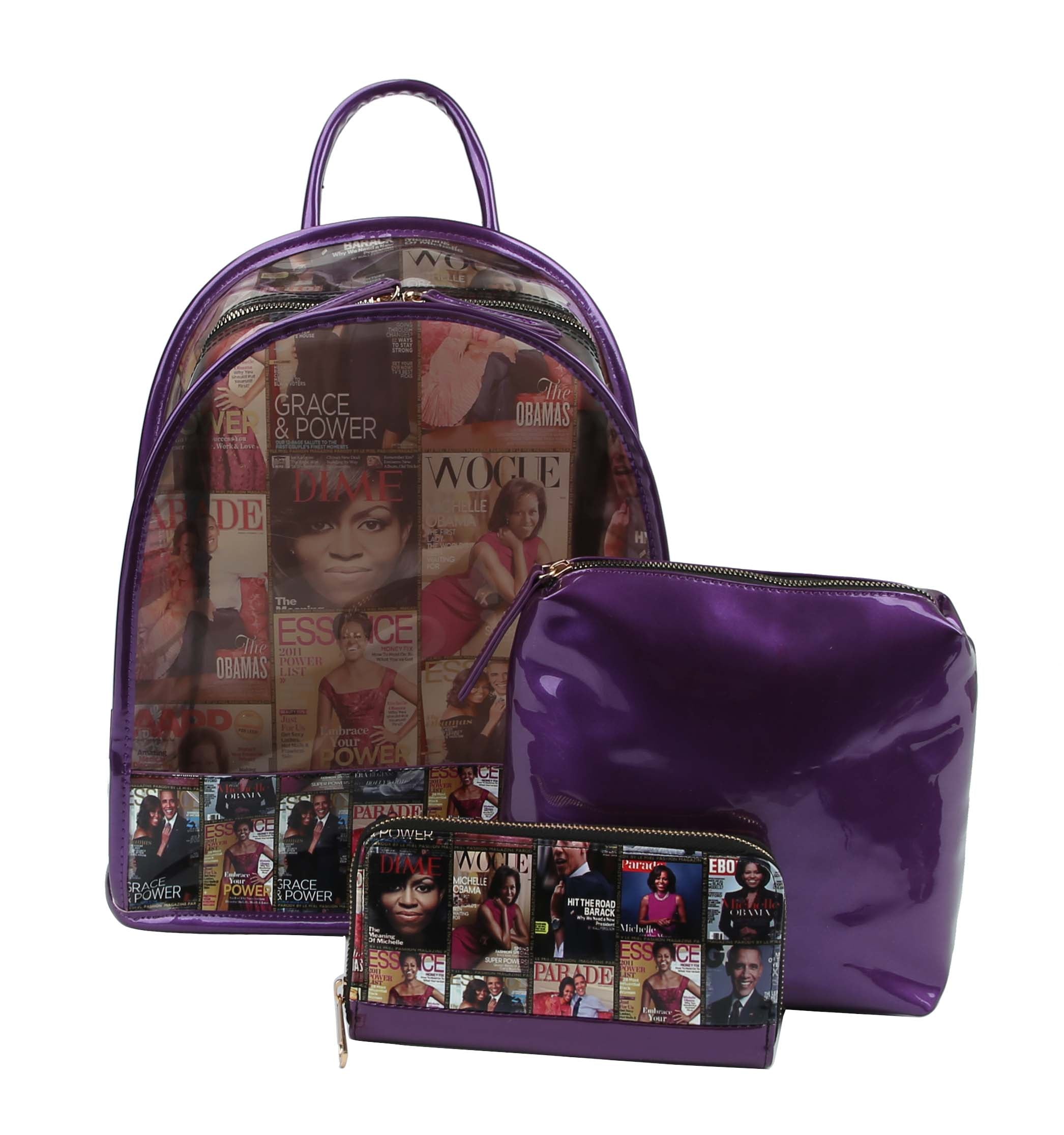 Glossy Magazine Backpack Travel Bag Wallet Handbag – Handbag Factory